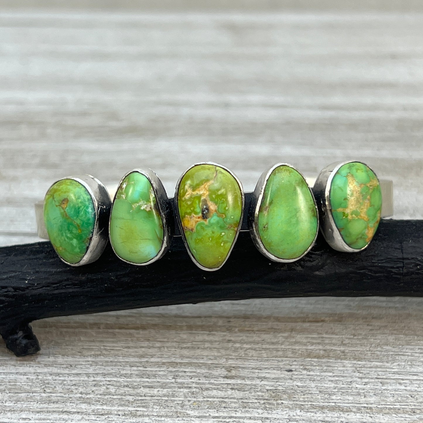 6 1/4" Sonoran Gold Turquoise Cuff Bracelet Sterling silver Navajo Tom Lewis boho