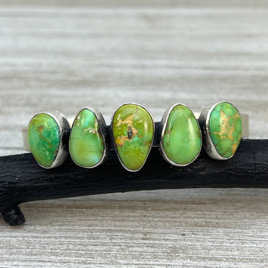 6 1/4" Sonoran Gold Turquoise Cuff Bracelet Sterling silver Navajo Tom Lewis boho