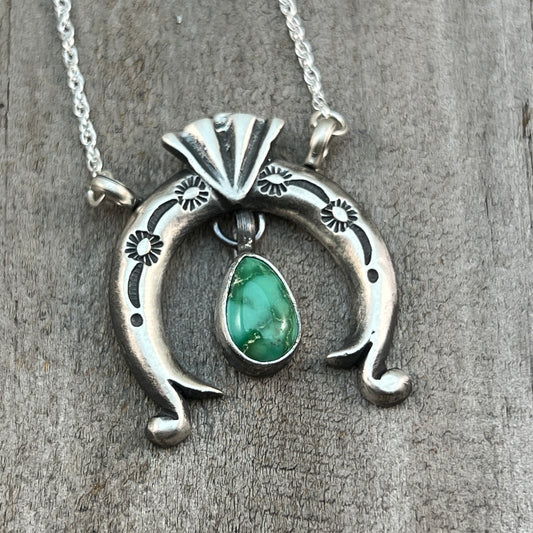 19" Sonoran Turquoise Naja Necklace Sterling silver Navajo Gary Shorty 559
