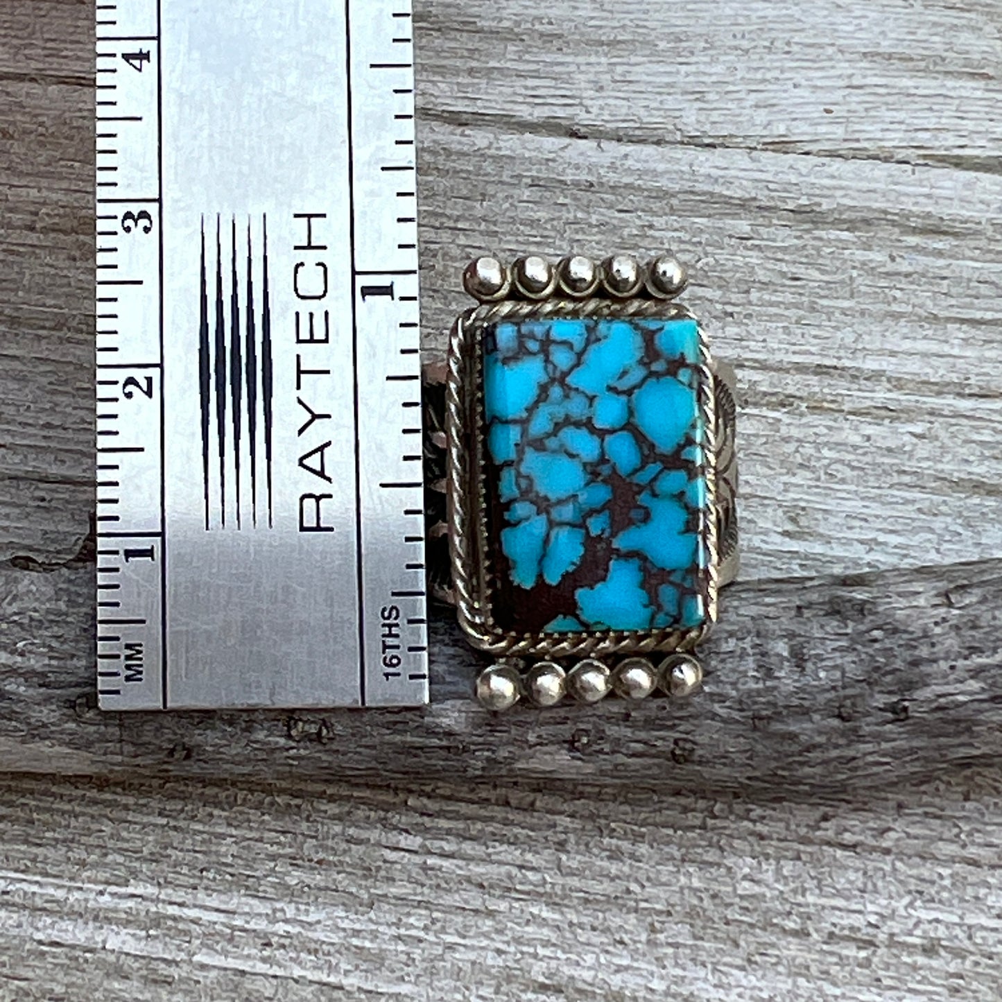 Size 11 Blue Kingman Turquoise rectangle Ring Sterling Silver Adrienne Gordon