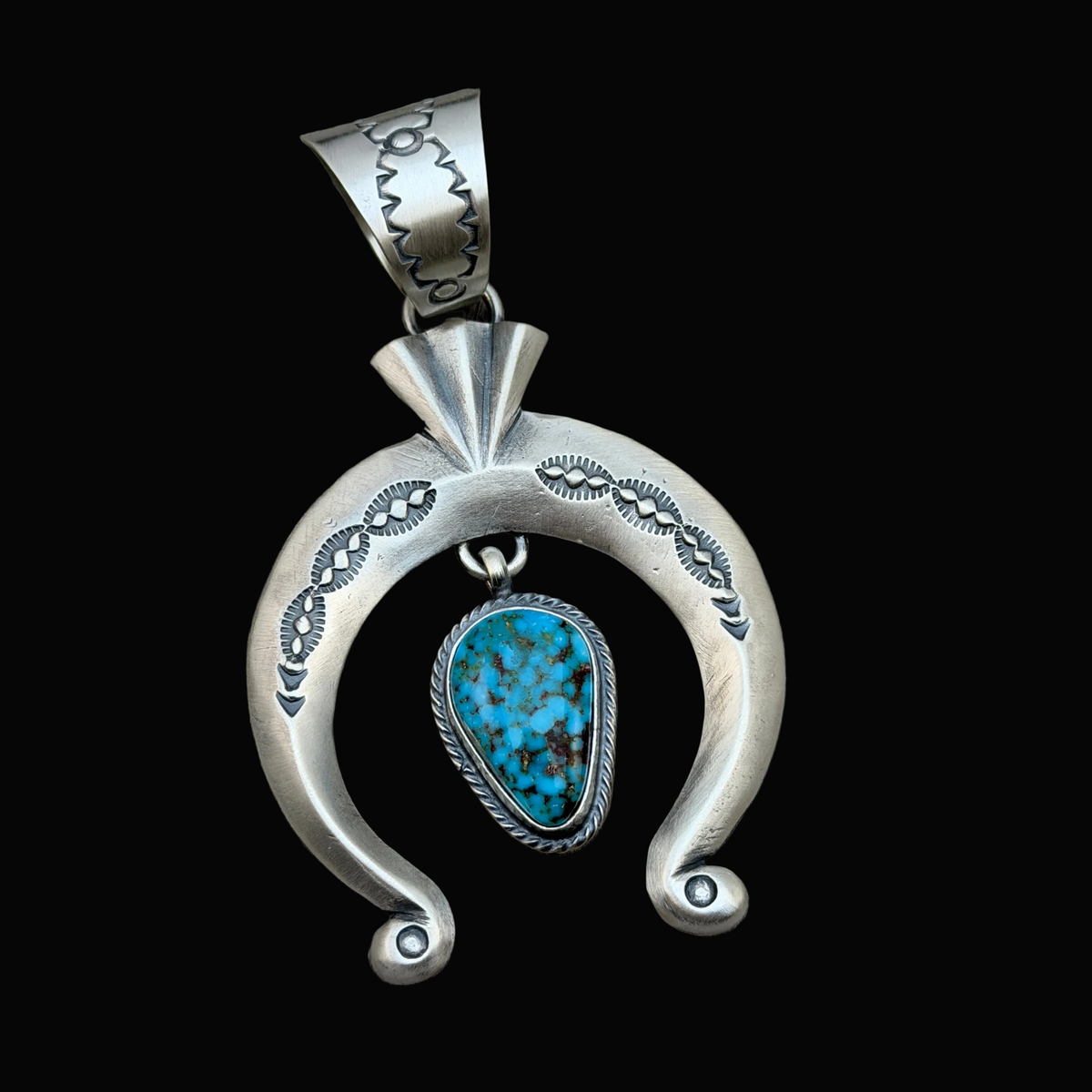 Blue Kingman Turquoise Naja Pendant Sharon McCarthy Navajo Handmade PD4