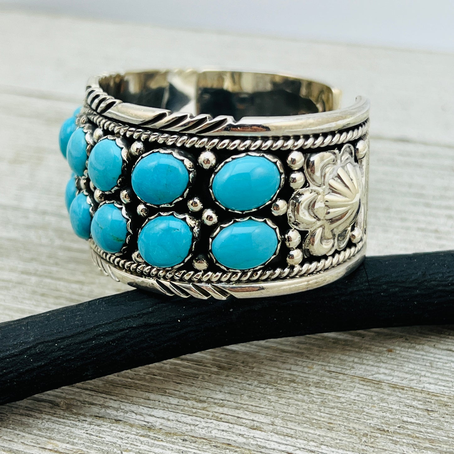 6 1/2" Blue Kingman Turquoise cuff bracelet sterling silver Jennifer Calliditto  BR6