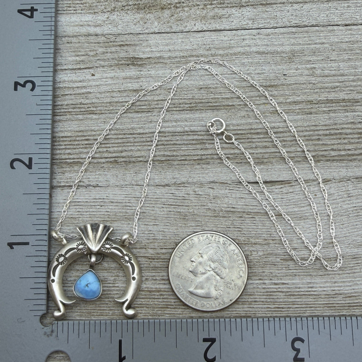 19” Golden Hills Turquoise Naja Necklace Sterling Silver Gary Shorty NK47