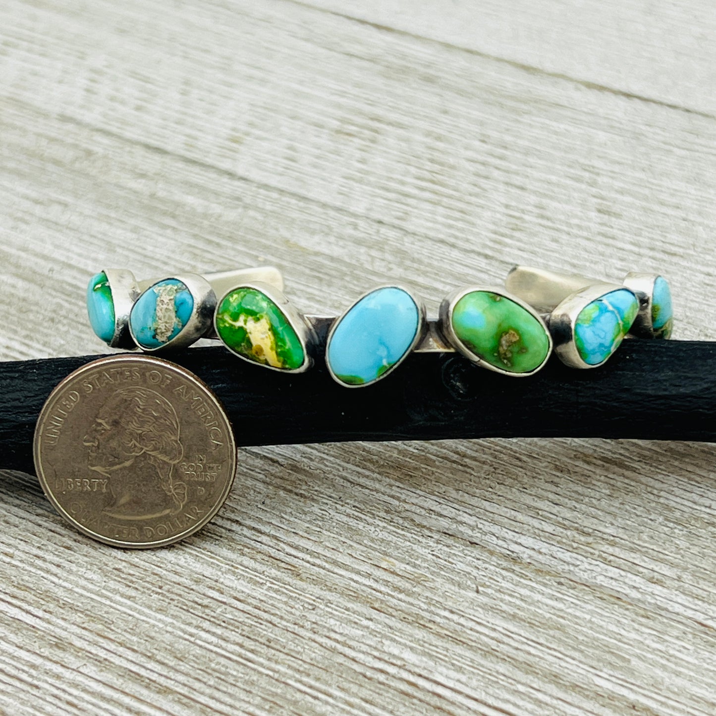 6 1/2" Sonoran Gold polychrome Turquoise cuff bracelet sterling silver Verley Betone BR22