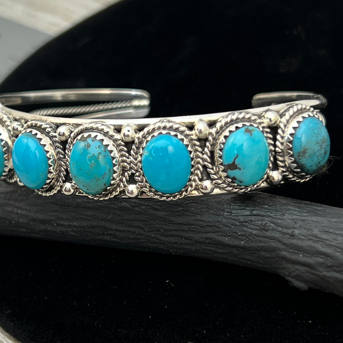 6 3/4" Campitos Turquoise Cuff Bracelet Sterling Silver Verley Betone BR41