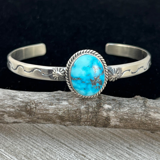 6.25 6.5 6.75 Kingman Turquoise stacker Cuff bracelet #5 Sterling Silver Samuel Yellowhair