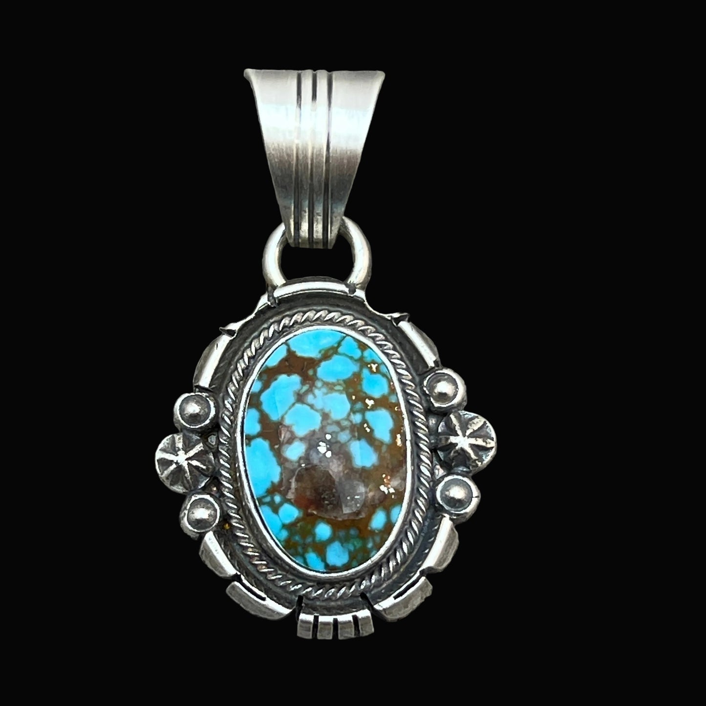 Kingman Turquoise pendant sterling silver Marita Benally Navajo 745