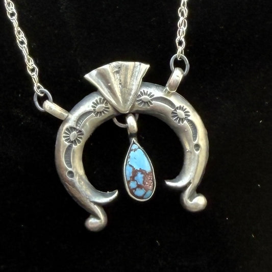 19” Golden Hills Turquoise Naja Necklace Sterling Silver Gary Shorty NK46