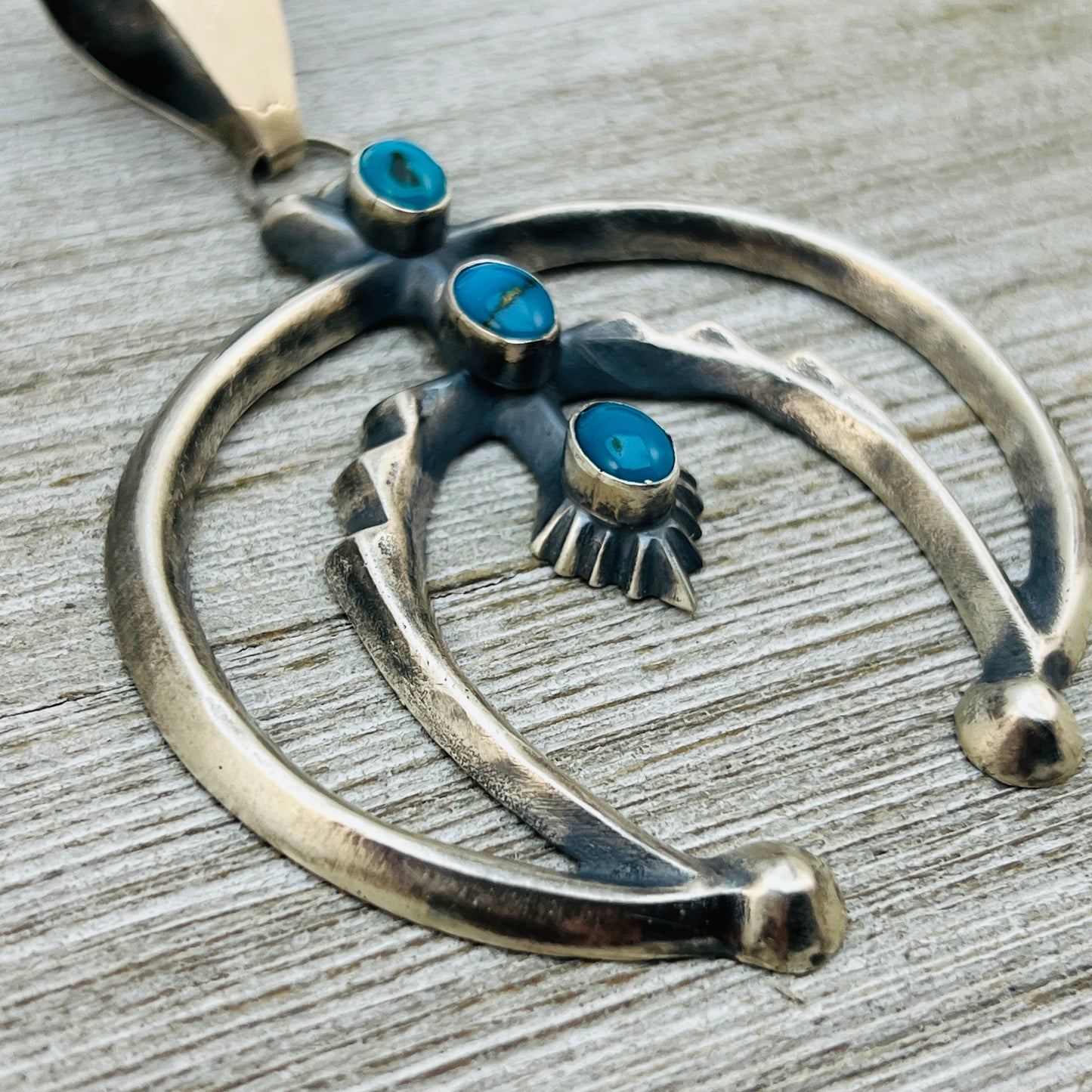 Sterling silver turquoise old style naja pendant Eugene Gruber