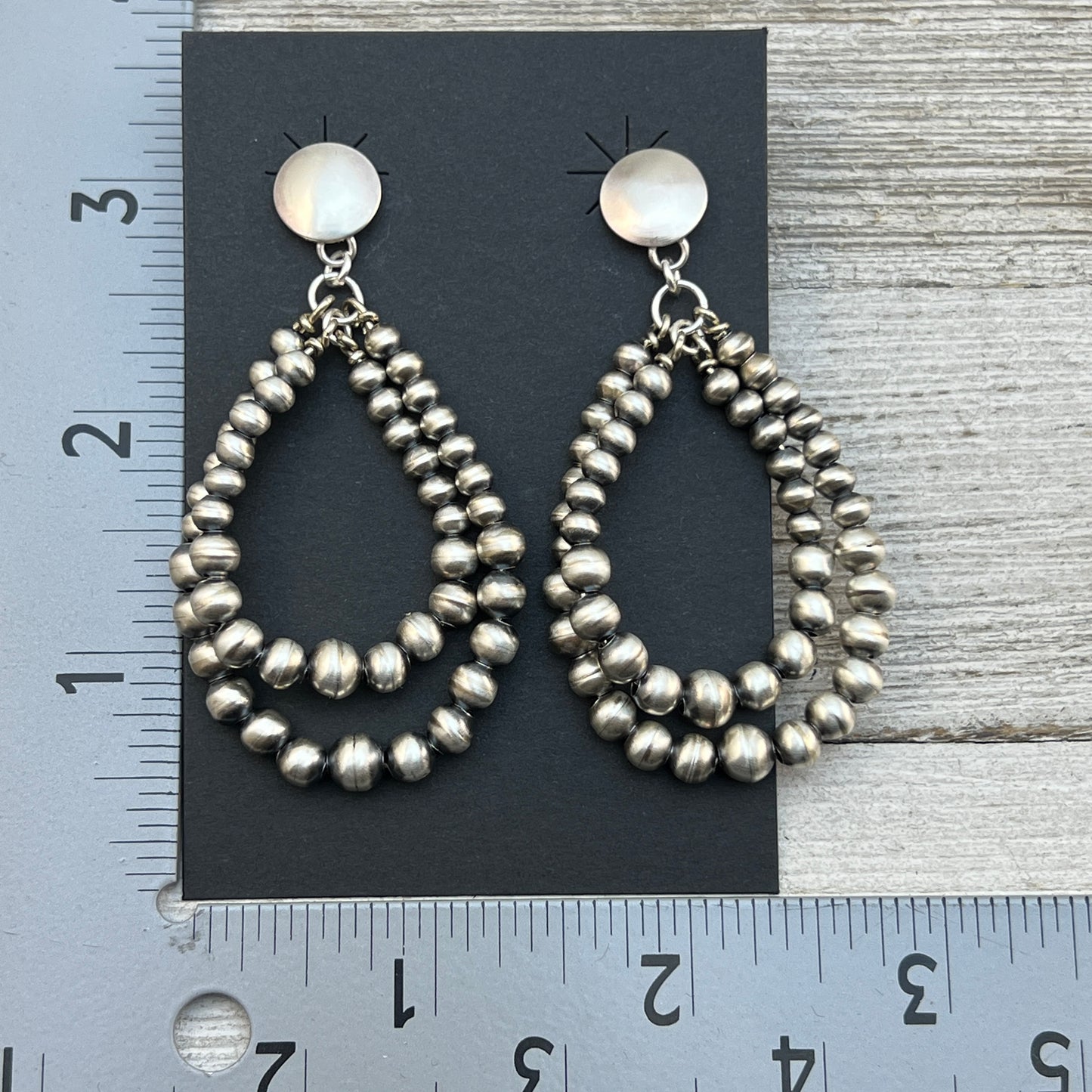 Sterling silver handmade Navajo Pearl Earrings, authentic Navajo handmade Amanda Larry