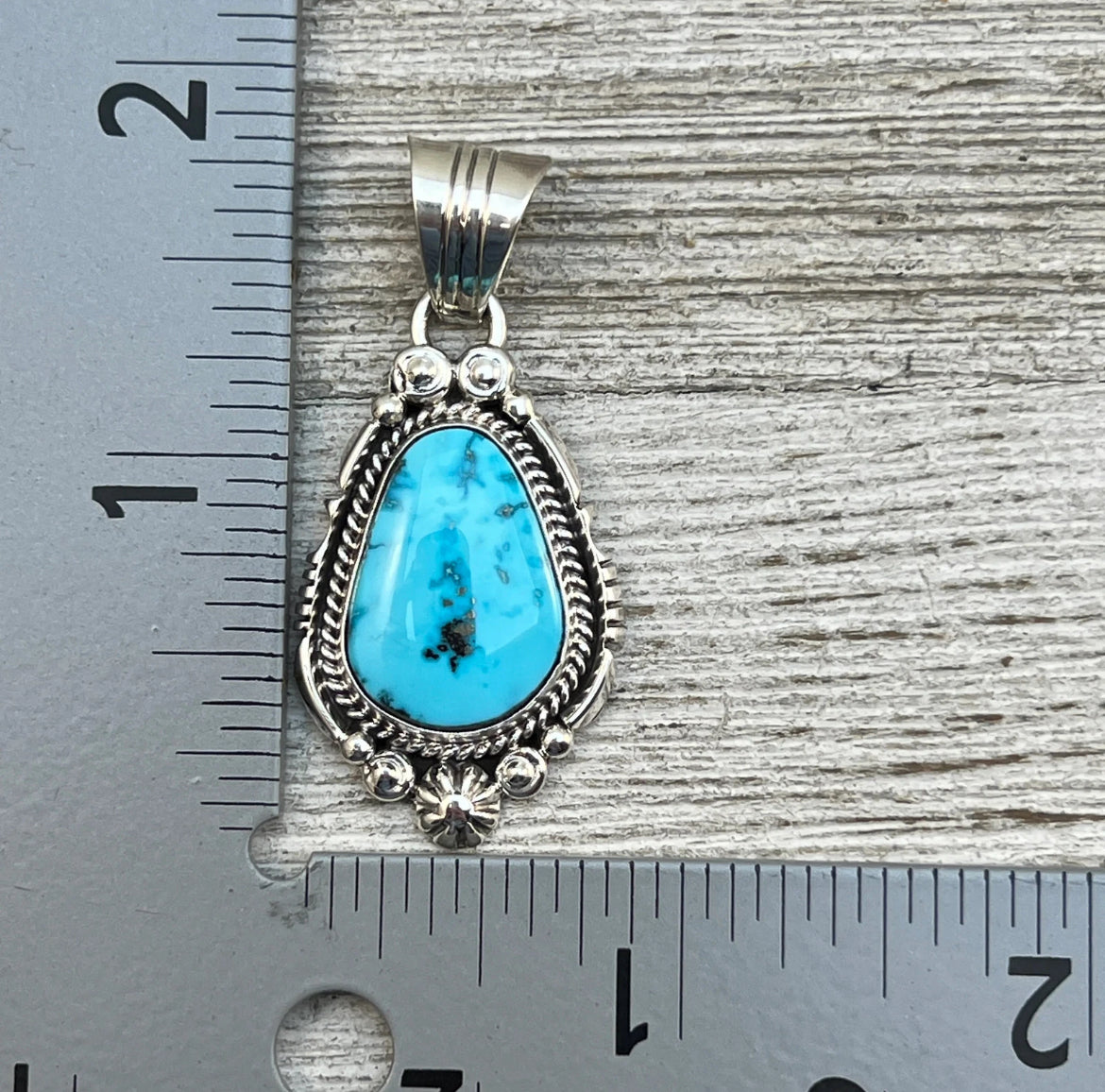 Blue kingman turquoise pendant Daniel Benally Sterling 250
