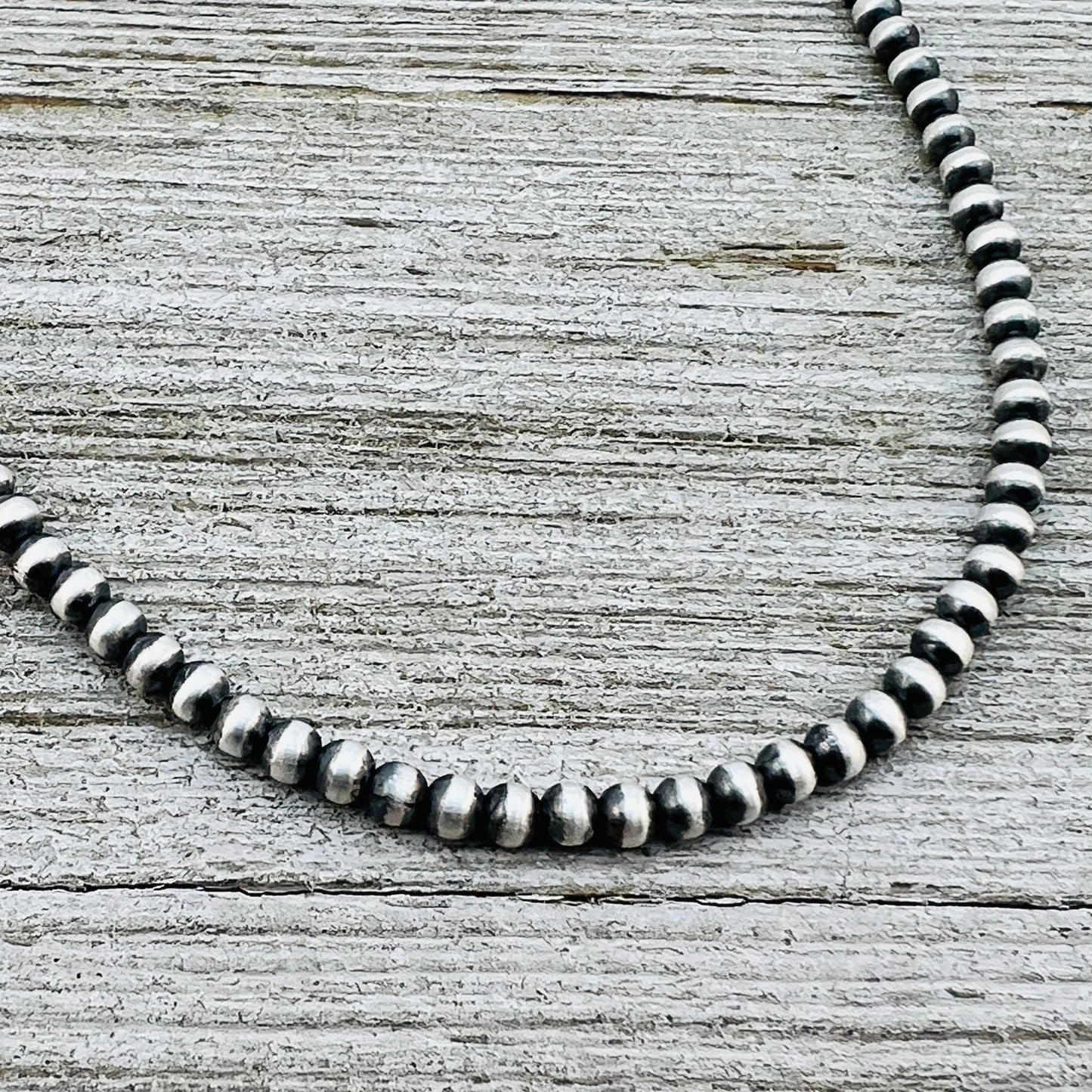 13" 14" 15" 16" 17" adjustable choker, Real Sterling Silver, oxidized, 3mm (small) Bead Necklace, Western Pearl