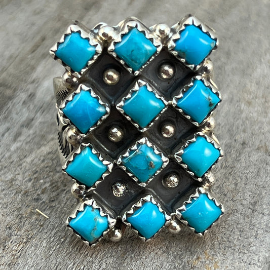 Size 8 Blue Kingman Turquoise Ring Sterling Silver handmade Verley Betone 547