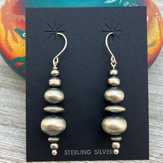 Sterling silver, Navajo pearl earrings, real handmade beads, Dorinda Mariano