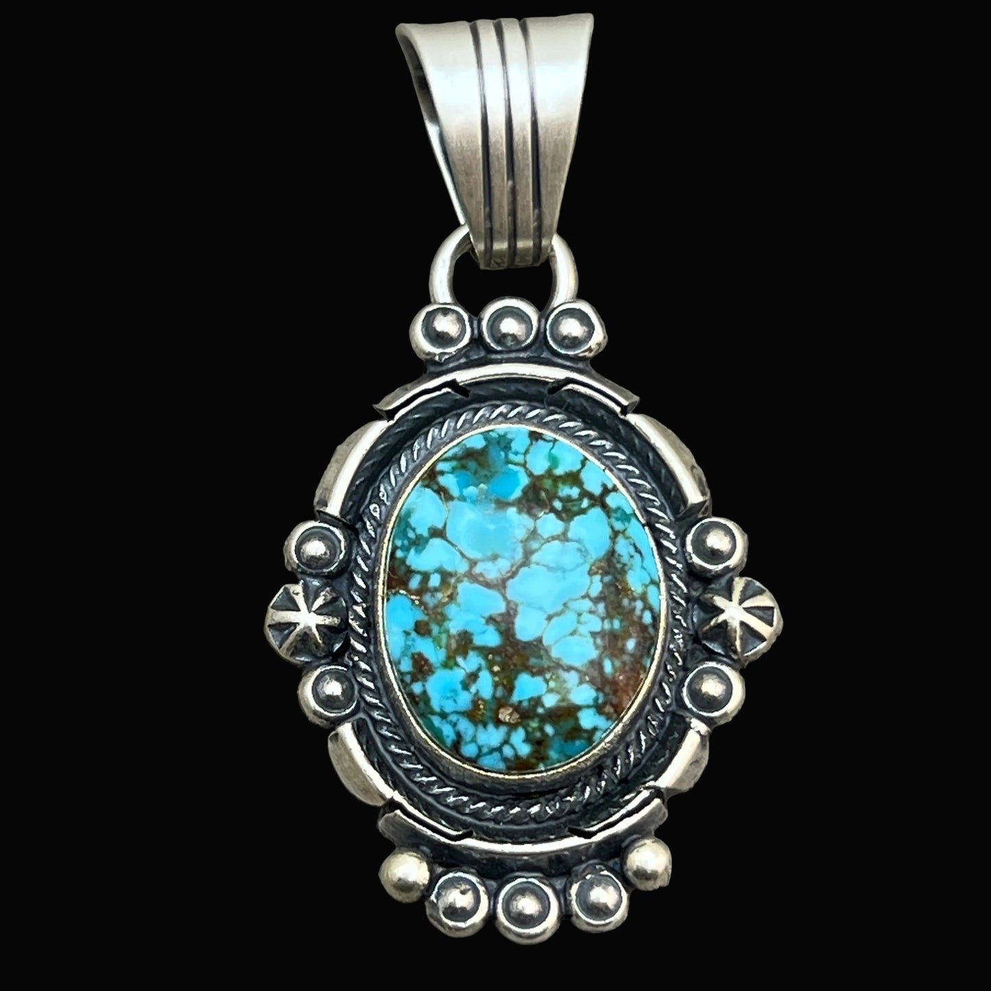 Kingman Turquoise pendant sterling silver Marita Benally Navajo 751