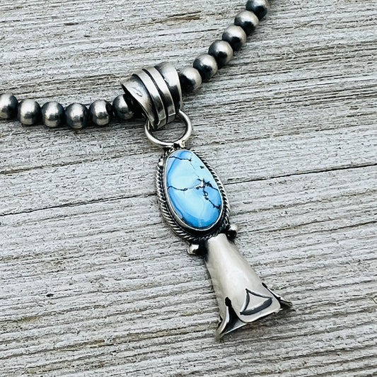 16" Golden Hills Turquoise Squash Blossom Necklace Sharon McCarthy Sterling silver NK5