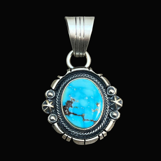 Kingman Turquoise pendant sterling silver Marita Benally Navajo 737