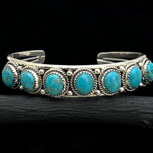 6 3/4" Campitos Turquoise Cuff Bracelet Sterling Silver Verley Betone BR40