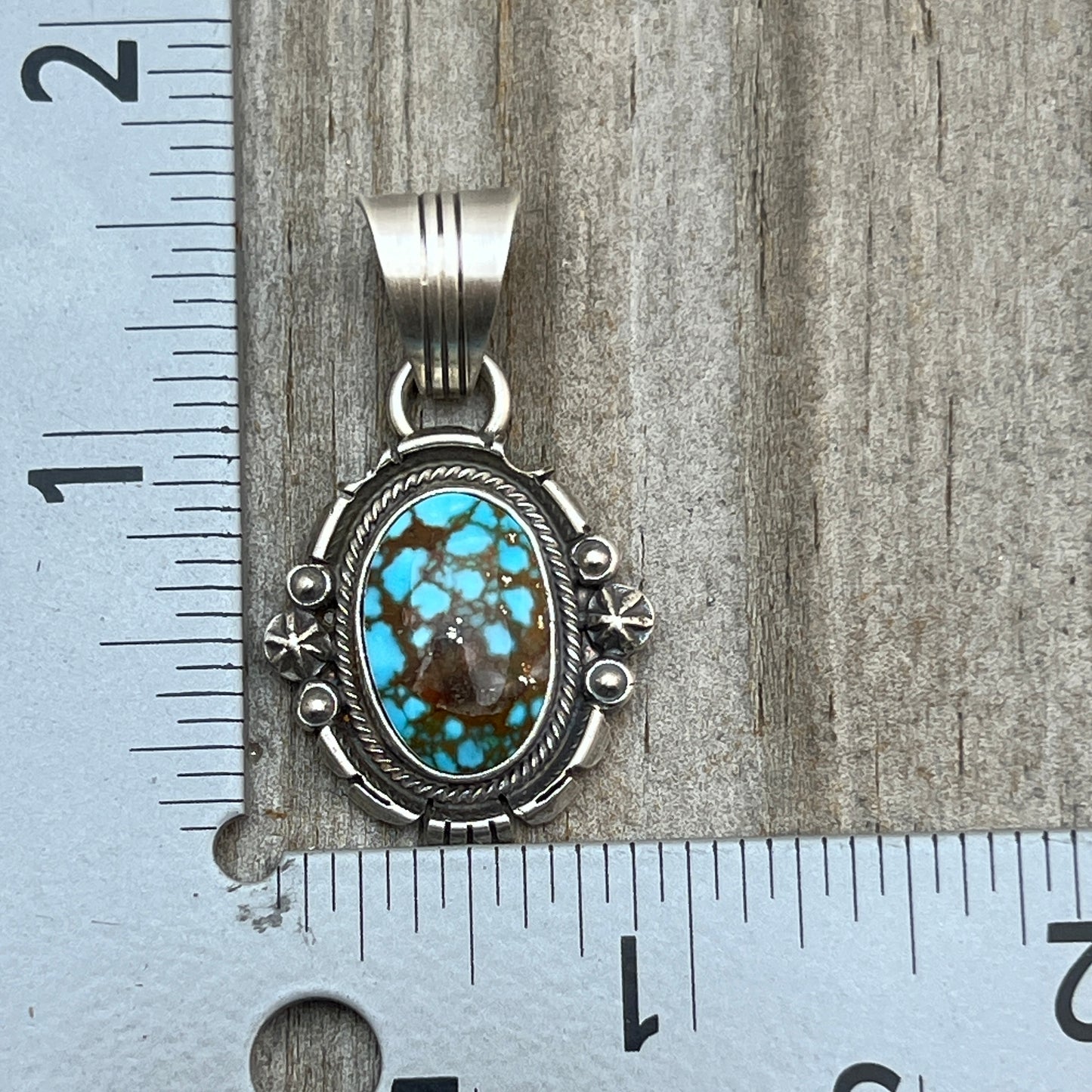 Kingman Turquoise pendant sterling silver Marita Benally Navajo 745