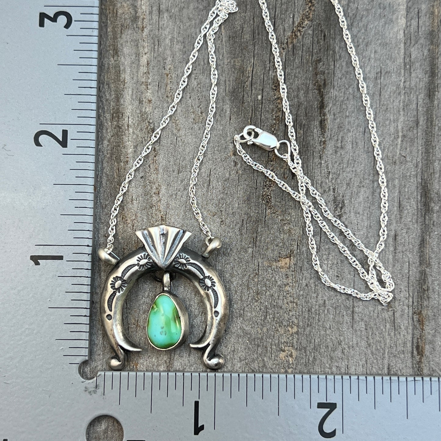 19" Sonoran Turquoise Naja Necklace Sterling silver Navajo Gary Shorty 565