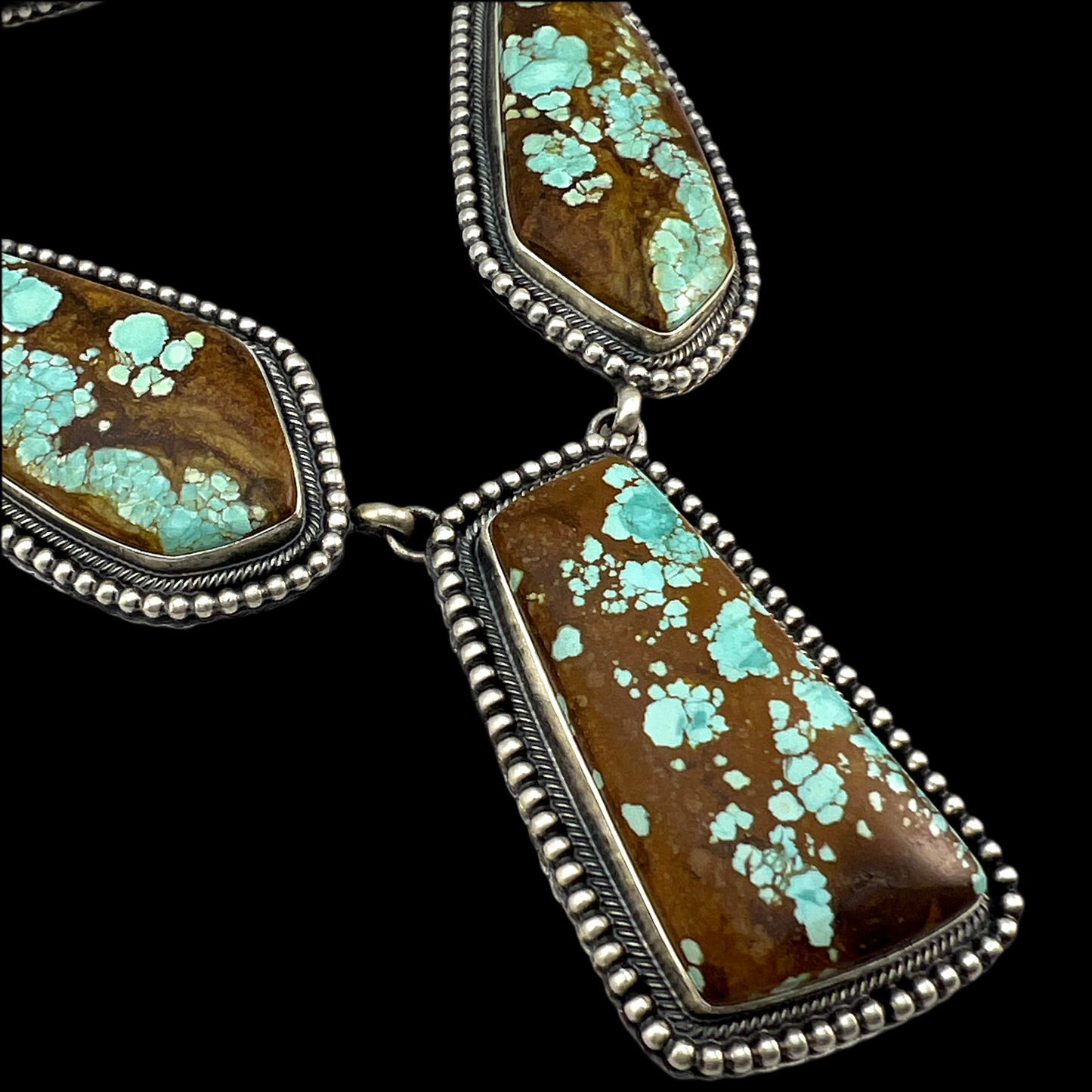 #8 Turquoise Station Necklace Earrings Set Sterling Silver Navajo Darrin Livingston 642