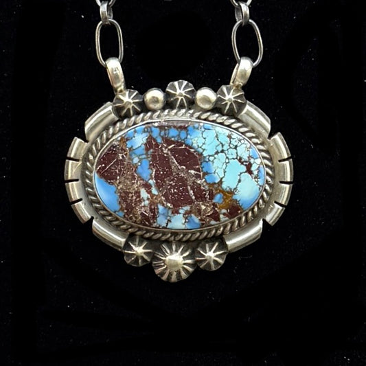 Golden Hills turquoise station necklace Sterling Silver Navajo Samuel Yellowhair NK30