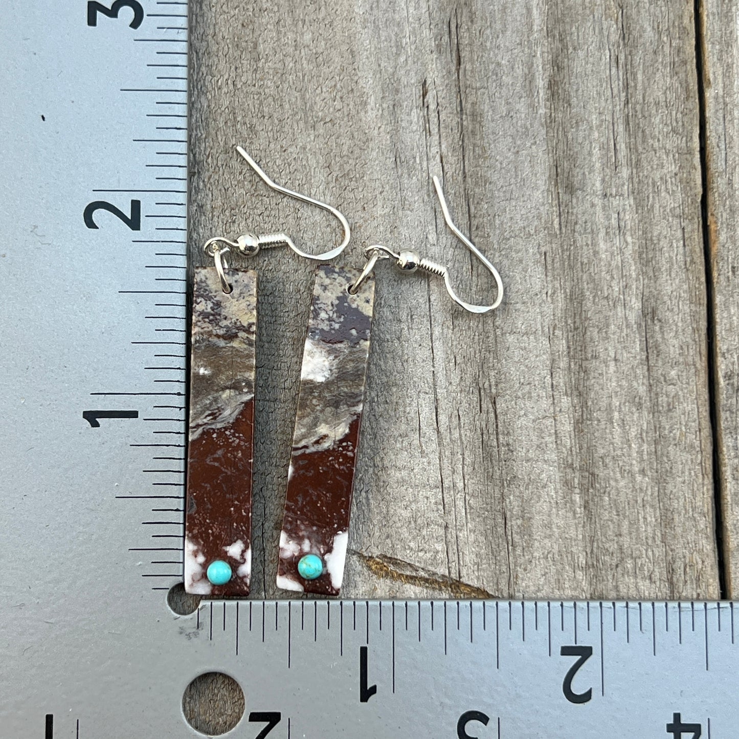 Wild Horse Slab Earrings Turquoise Zuni handmade Jesus Espino 676