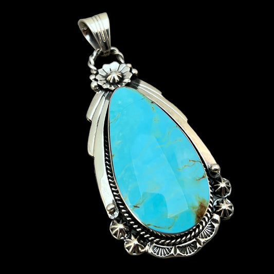 Kingman Turquoise pendant sterling silver Rose Lee Navajo 790