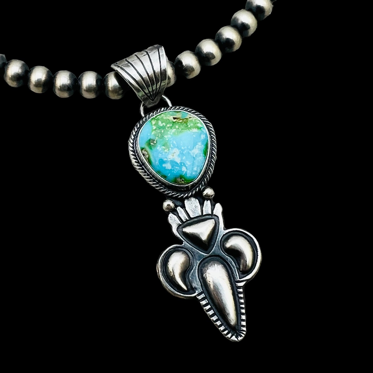 16" Sonoran Gold polychrome Turquoise  Necklace Gary Shorty Sterling Silver NK18