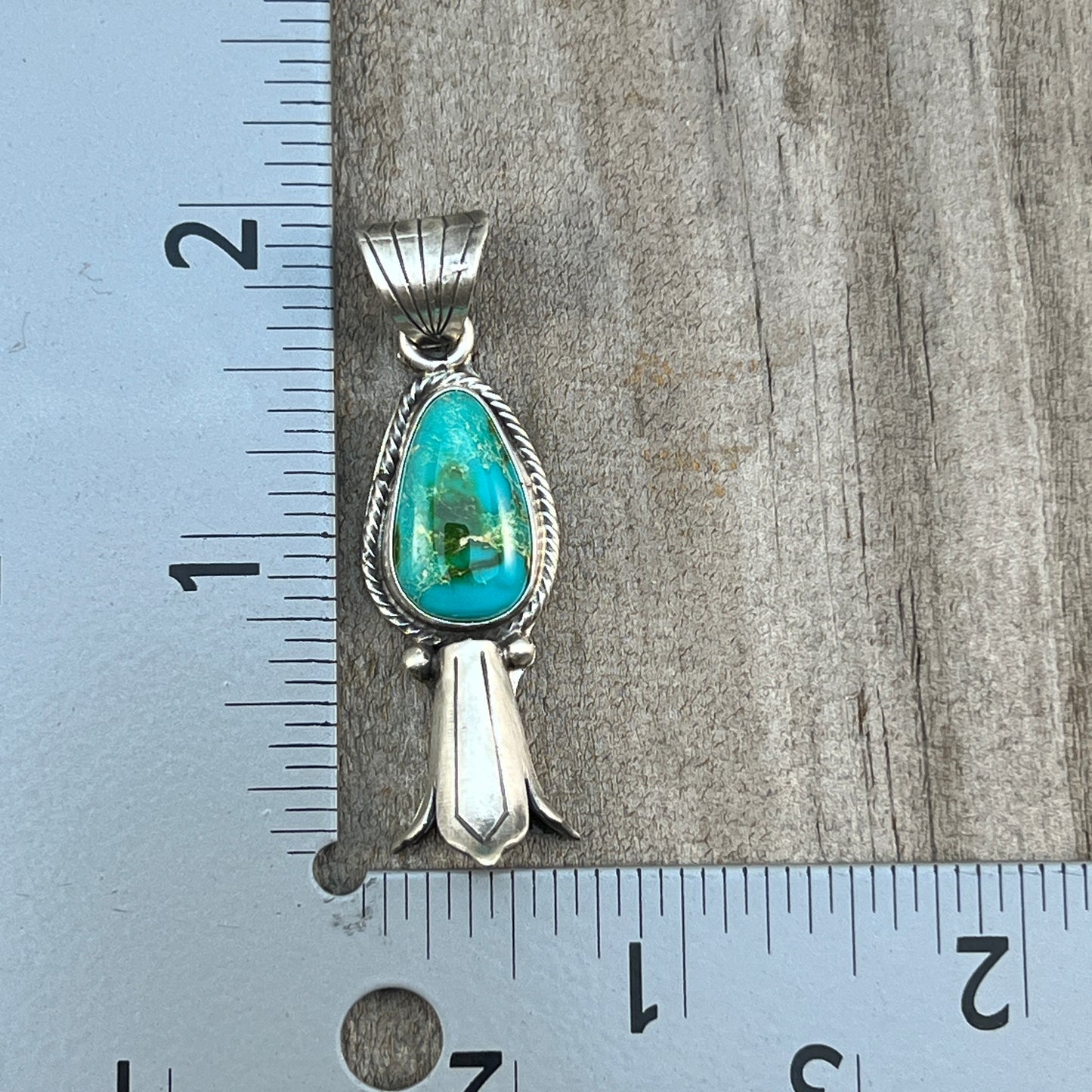 Sonoran Gold Turquoise Squash Blossom Pendant Adrienne Gordon Sterling Silver 501