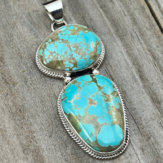 Natural #8 turquoise pendant Burt Francisco Sterling Silver Navajo Handmade 573