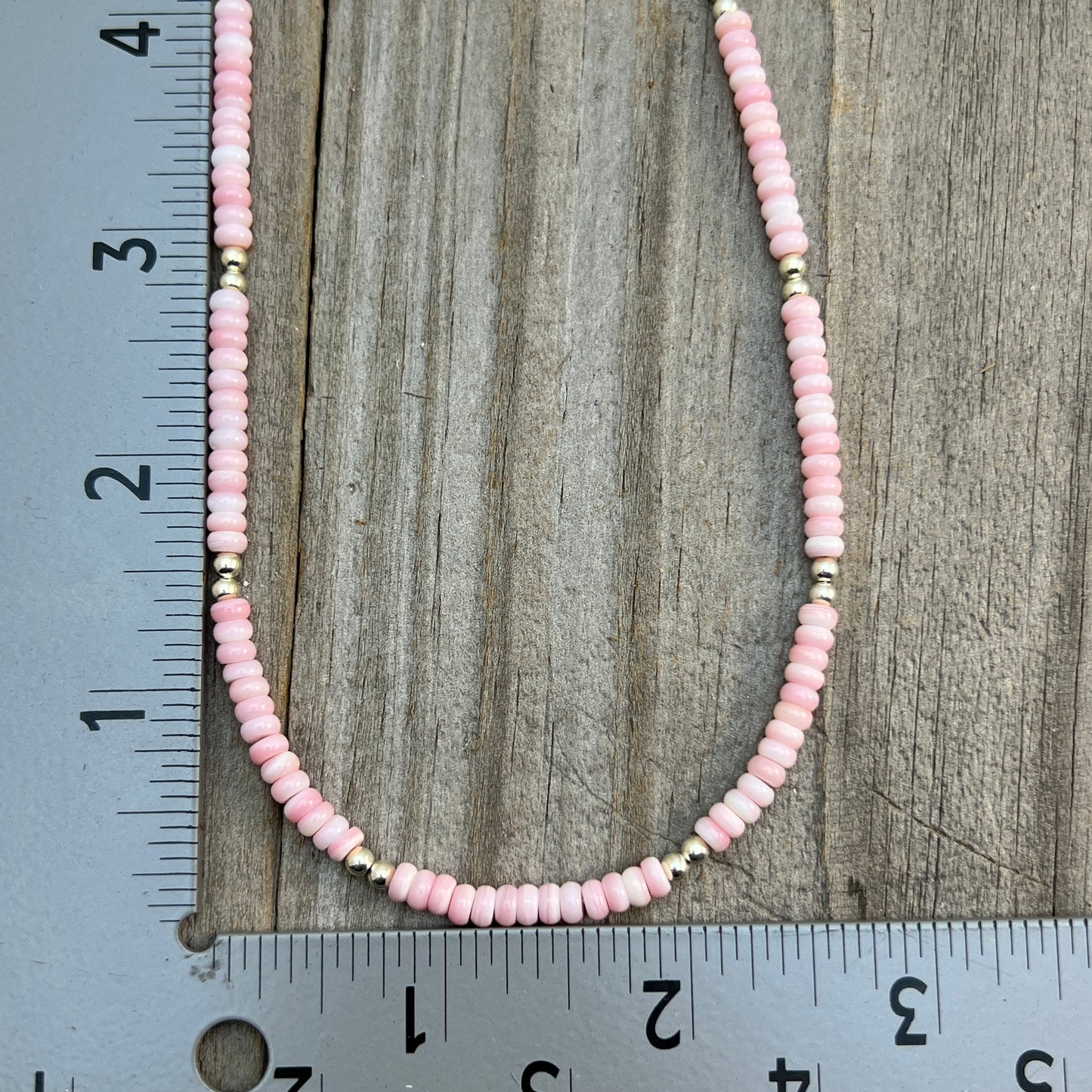 18" Pink Conch Shell small 4mm rondelle necklace Doreen Jake Navajo 729