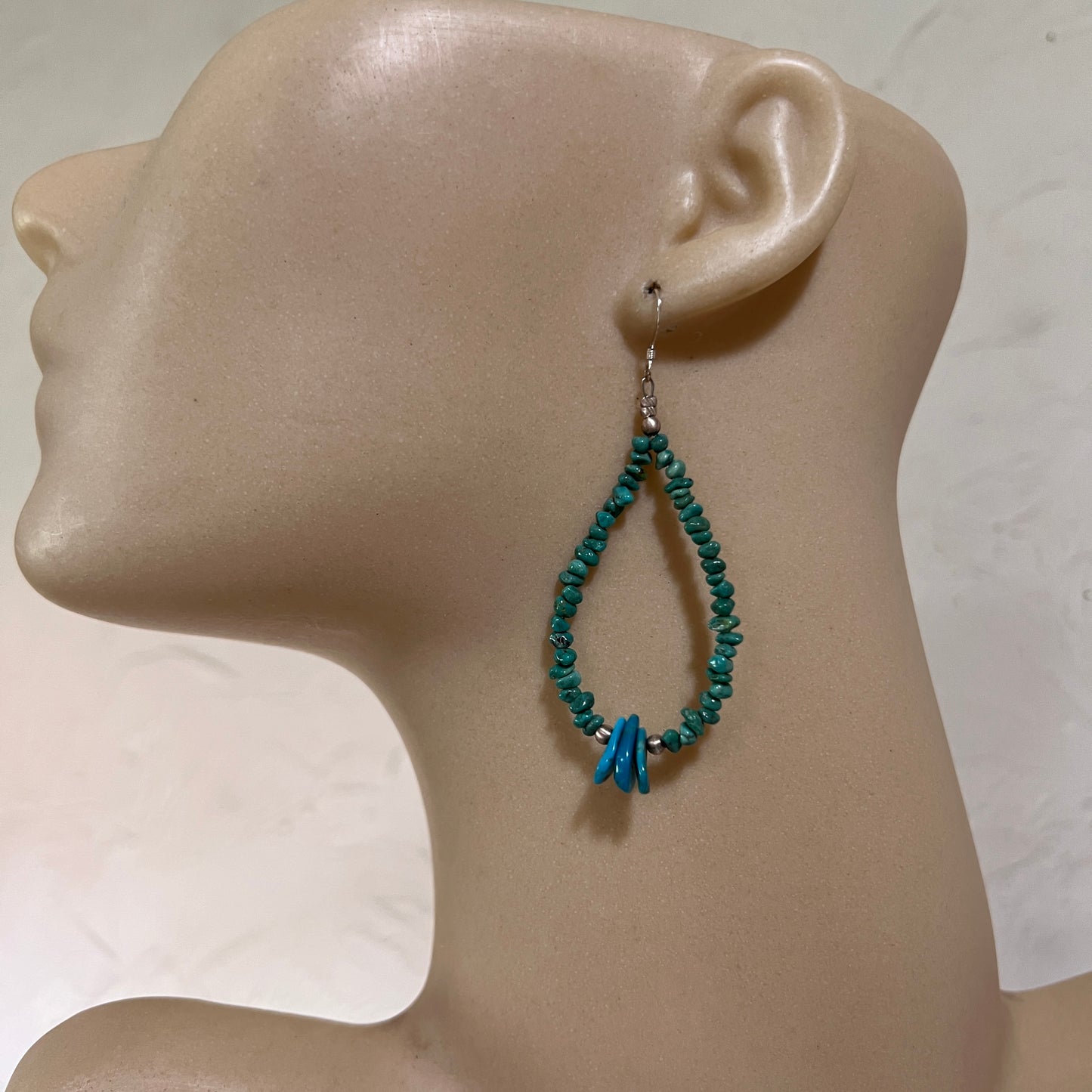 Kingman turquoise earrings 3, boho raw nuggets chips with tab turquoise drops jacla