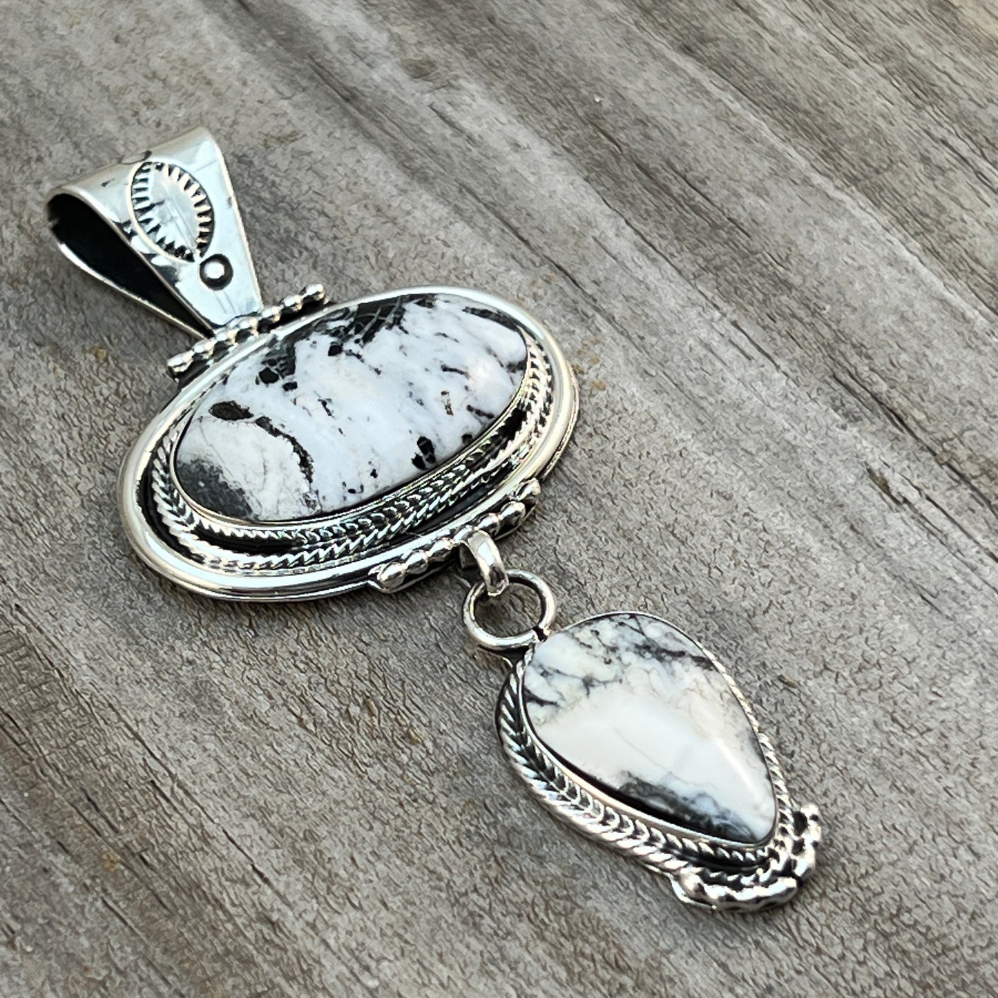 White Buffalo Pendant Sterling silver Navajo Handmade Mike Smith 519