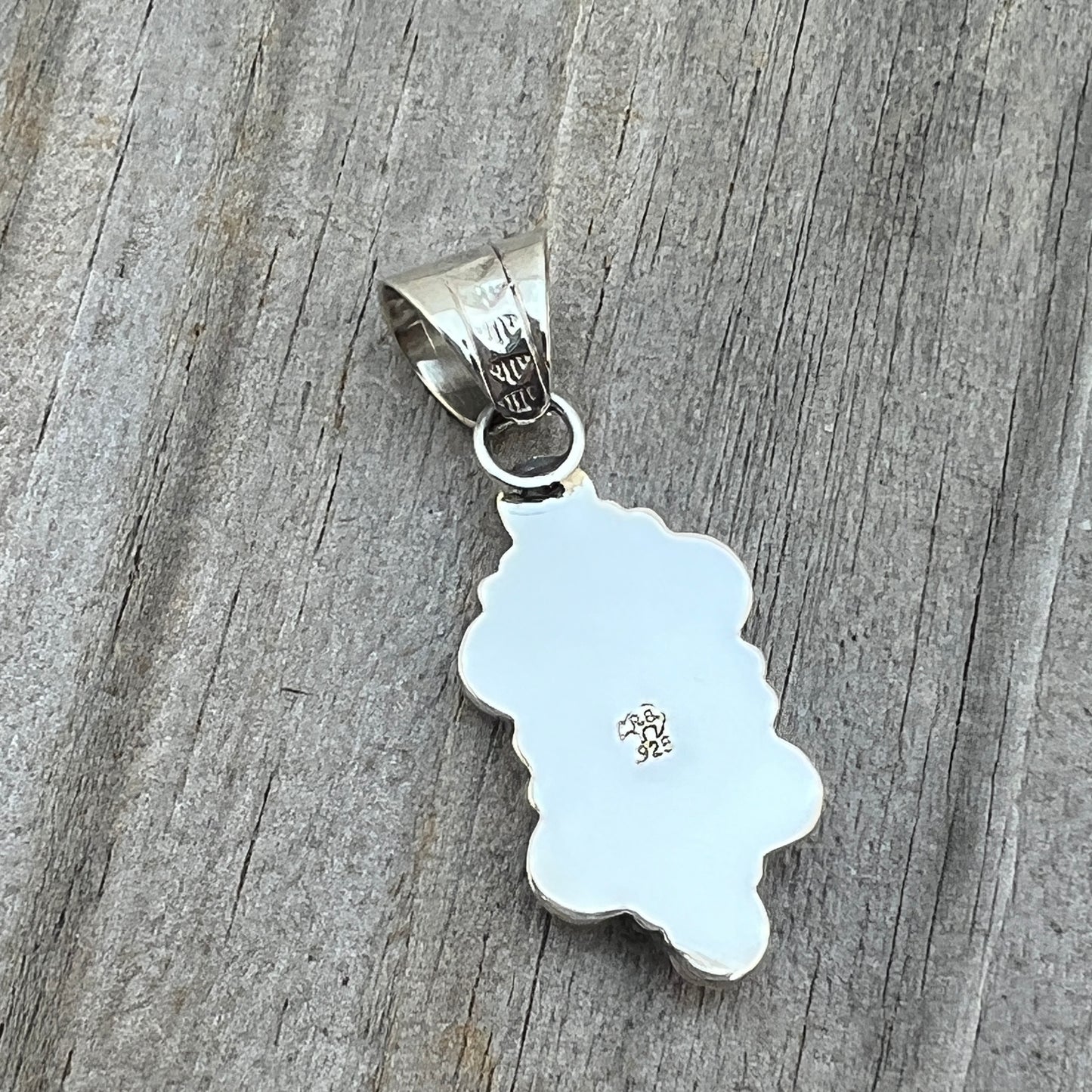 Kingman turquoise pendant sterling silver Marie Jones Navajo 813