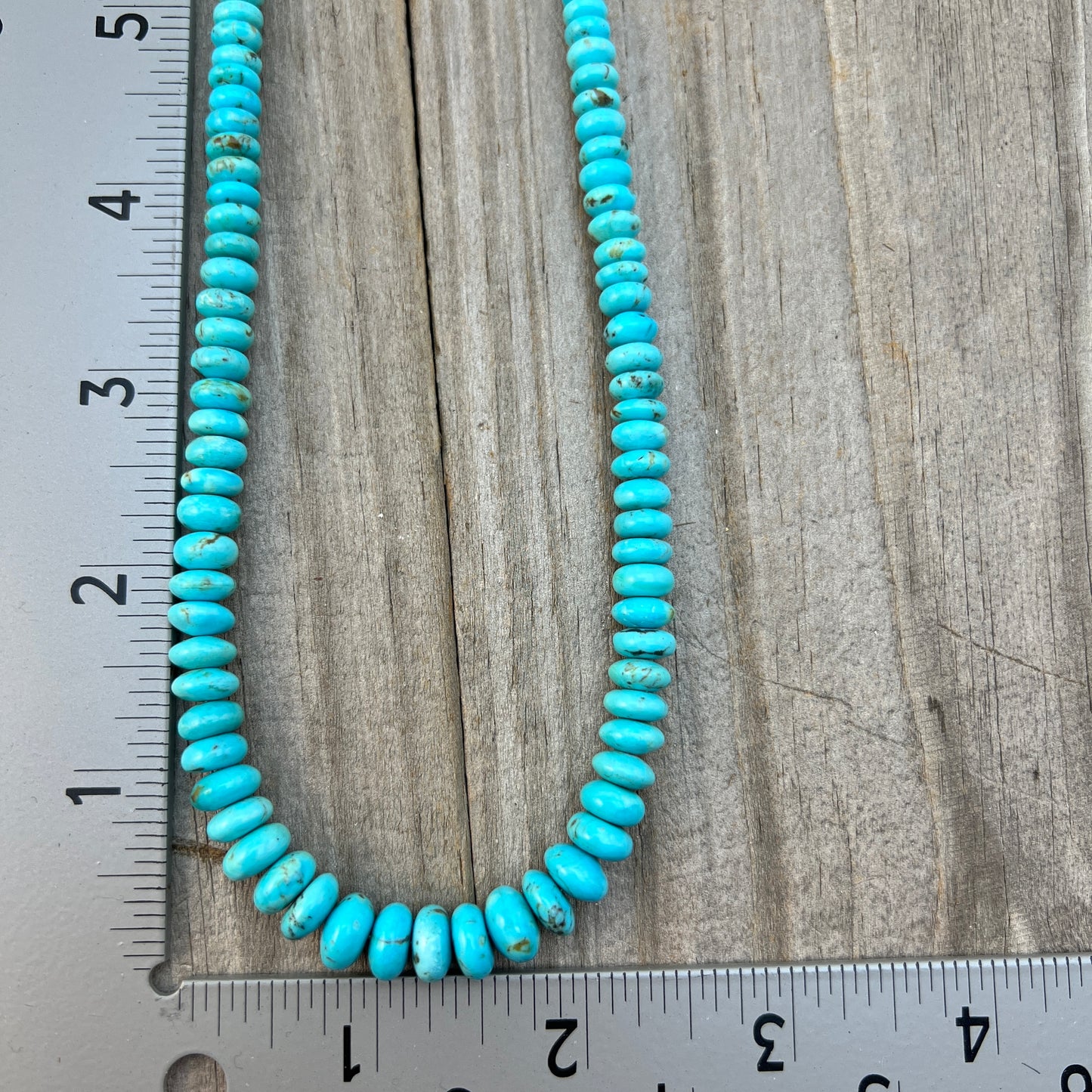 19" blue Turquoise graduated rondelle bead necklace choker Doreen Jake Navajo 778