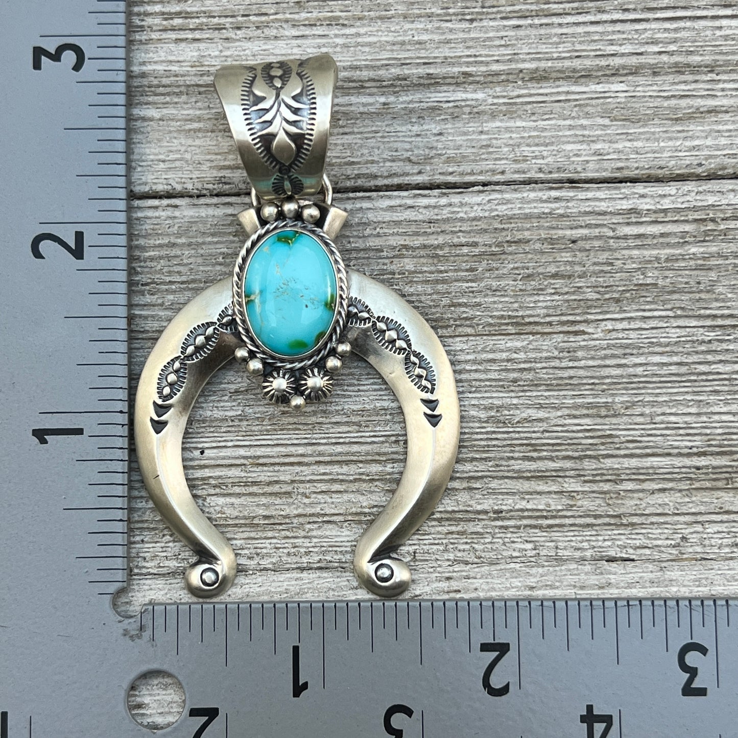 Sonoran Gold Turquoise Naja Pendant Samuel Yellowhair Sterling Silver 607