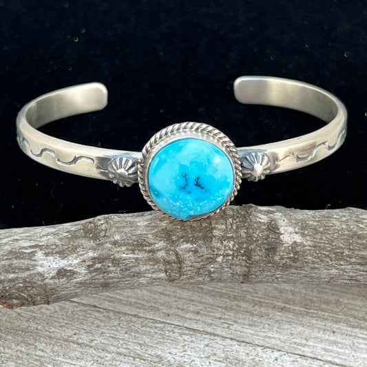 6.25 6.5 6.75 Kingman Turquoise stacker Cuff bracelet #12 Sterling Silver Samuel Yellowhair