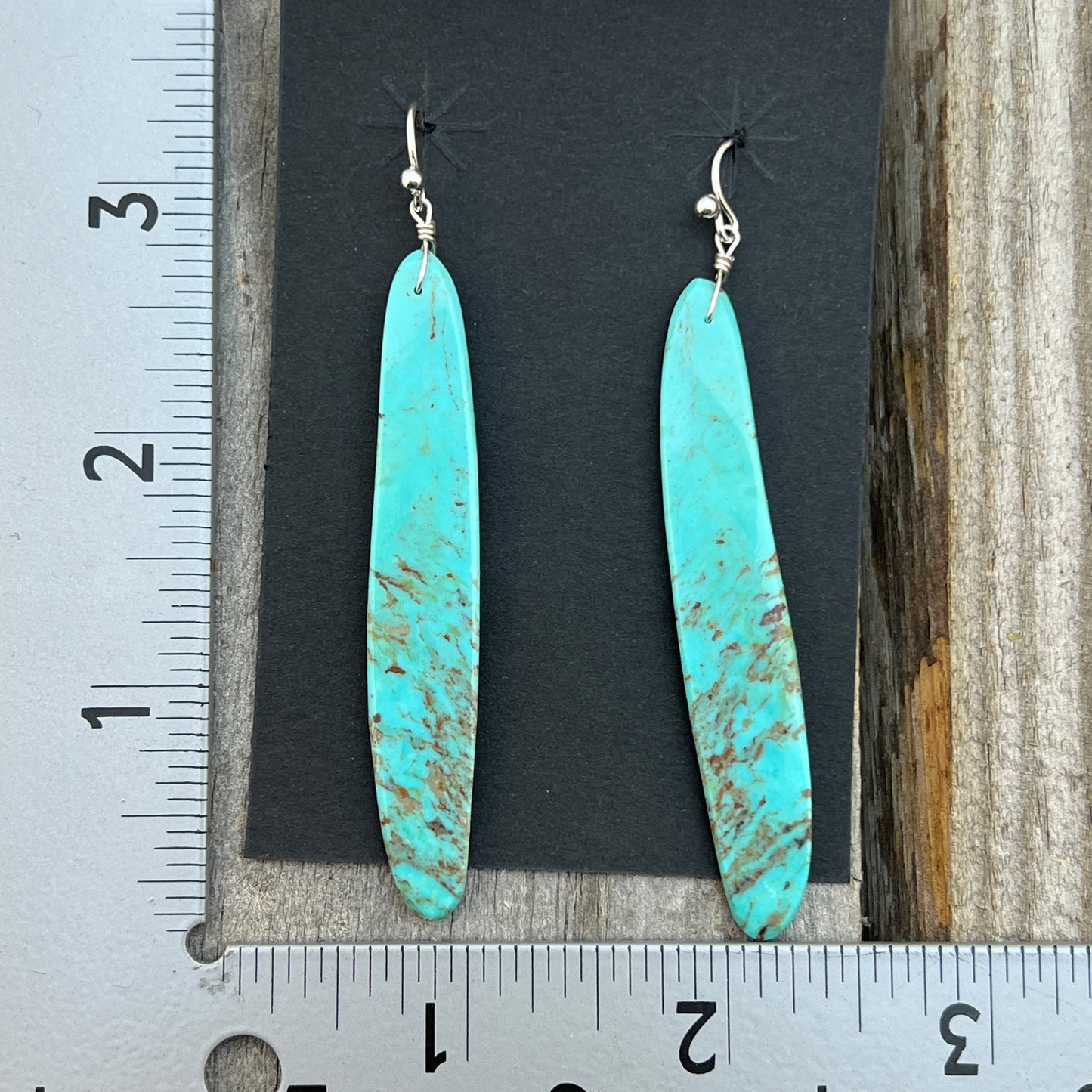 Green Kingman Turquoise slab earrings Ronald Chavez Santo Domingo 612