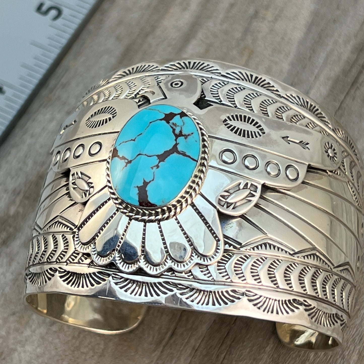 Thunderbird Cuff Bracelet Turquoise Evelyn Bahe Navajo Sterling silver 510