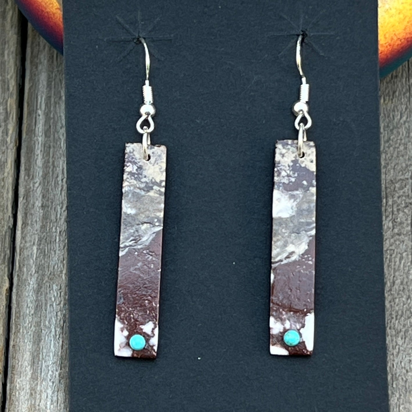 Wild Horse Slab Earrings Turquoise Zuni handmade Jesus Espino 676