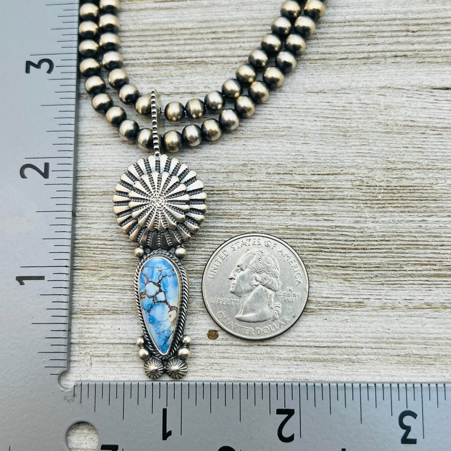 16" Golden Hills Turquoise  Necklace Tom Lewis Sterling silver NK14