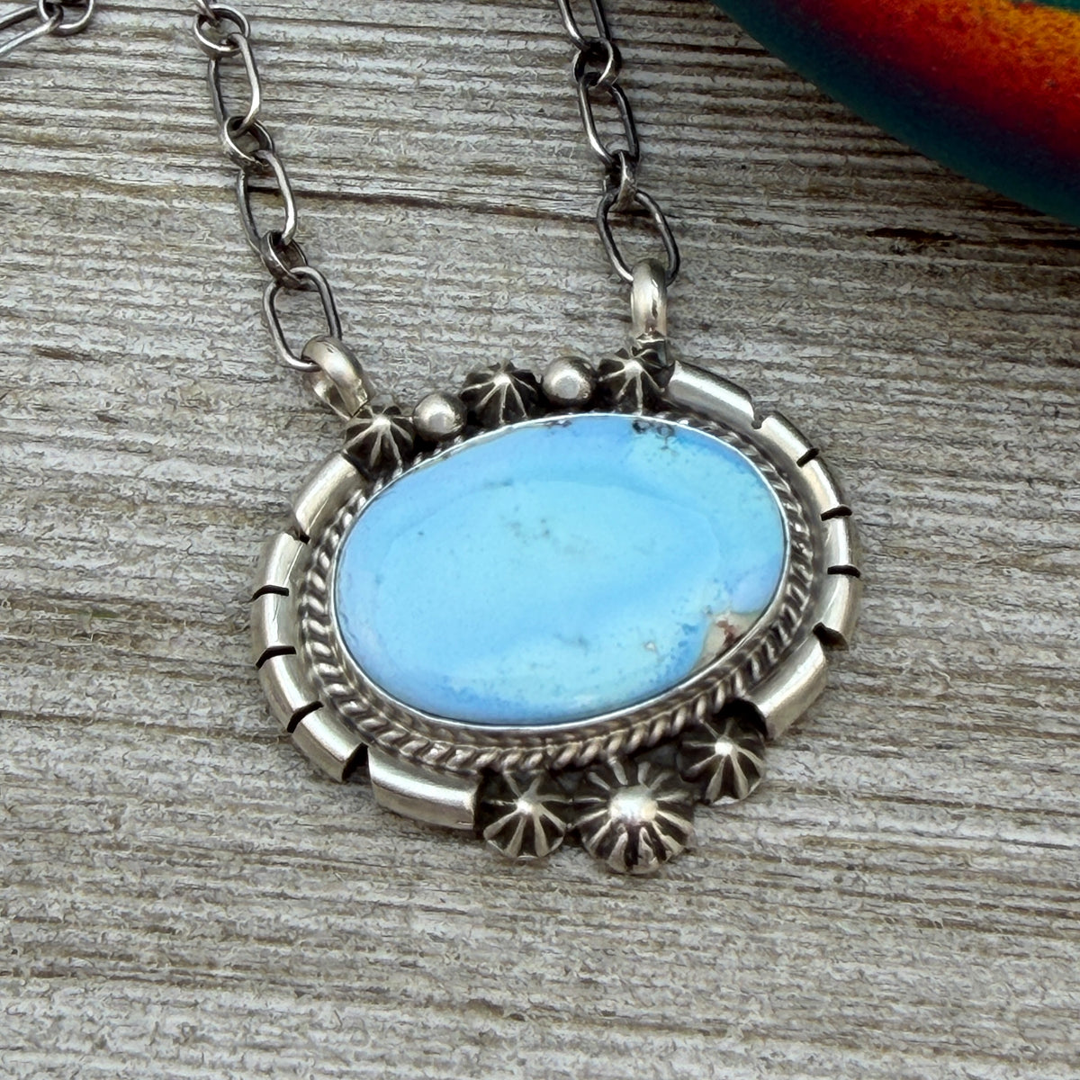 Golden Hills turquoise station necklace Sterling Silver Navajo Samuel Yellowhair NK33