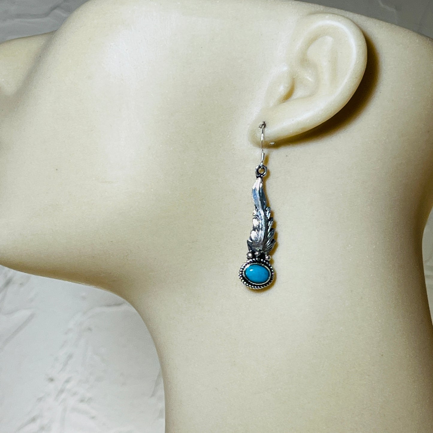Turquoise  earrings sterling silver Rita Largo Navajo handmade ER38