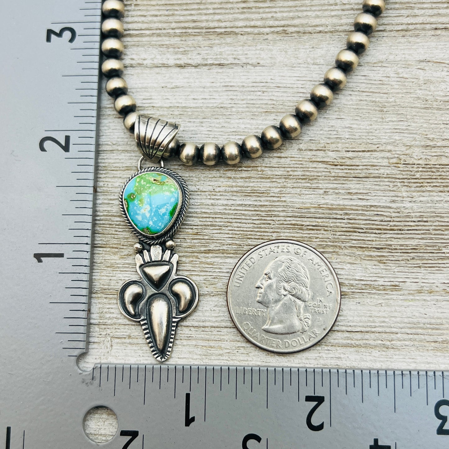 16" Sonoran Gold polychrome Turquoise  Necklace Gary Shorty Sterling Silver NK18