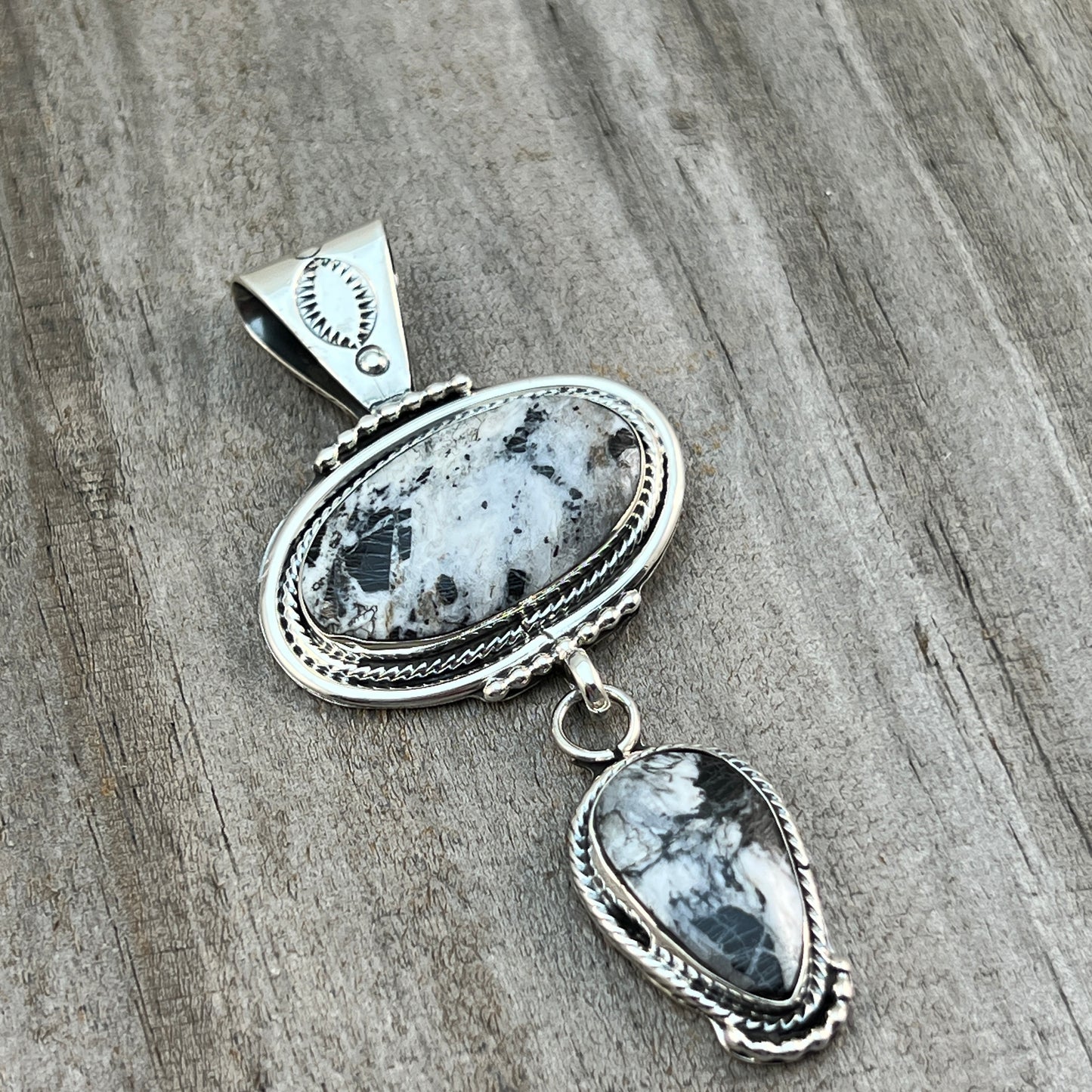 White Buffalo Pendant Sterling silver Navajo Handmade Mike Smith 520