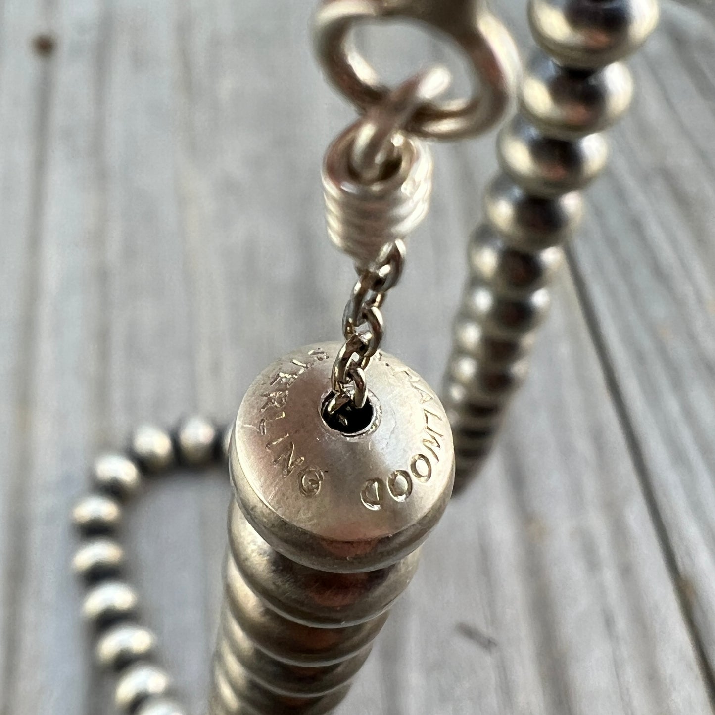 20" Sterling silver Navajo handmade 9mm bead Pearl necklace Bryannen Halwood 694