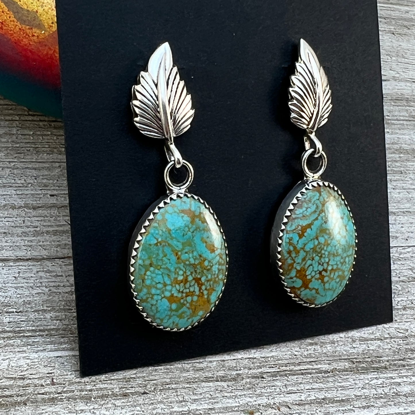 Turquoise Dangle Drop earrings #3, Navajo Hiram Largo