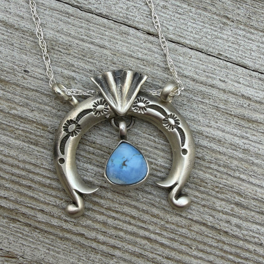 18" Golden Hills Turquoise Naja Necklace Sterling Silver Gary Shorty NK47
