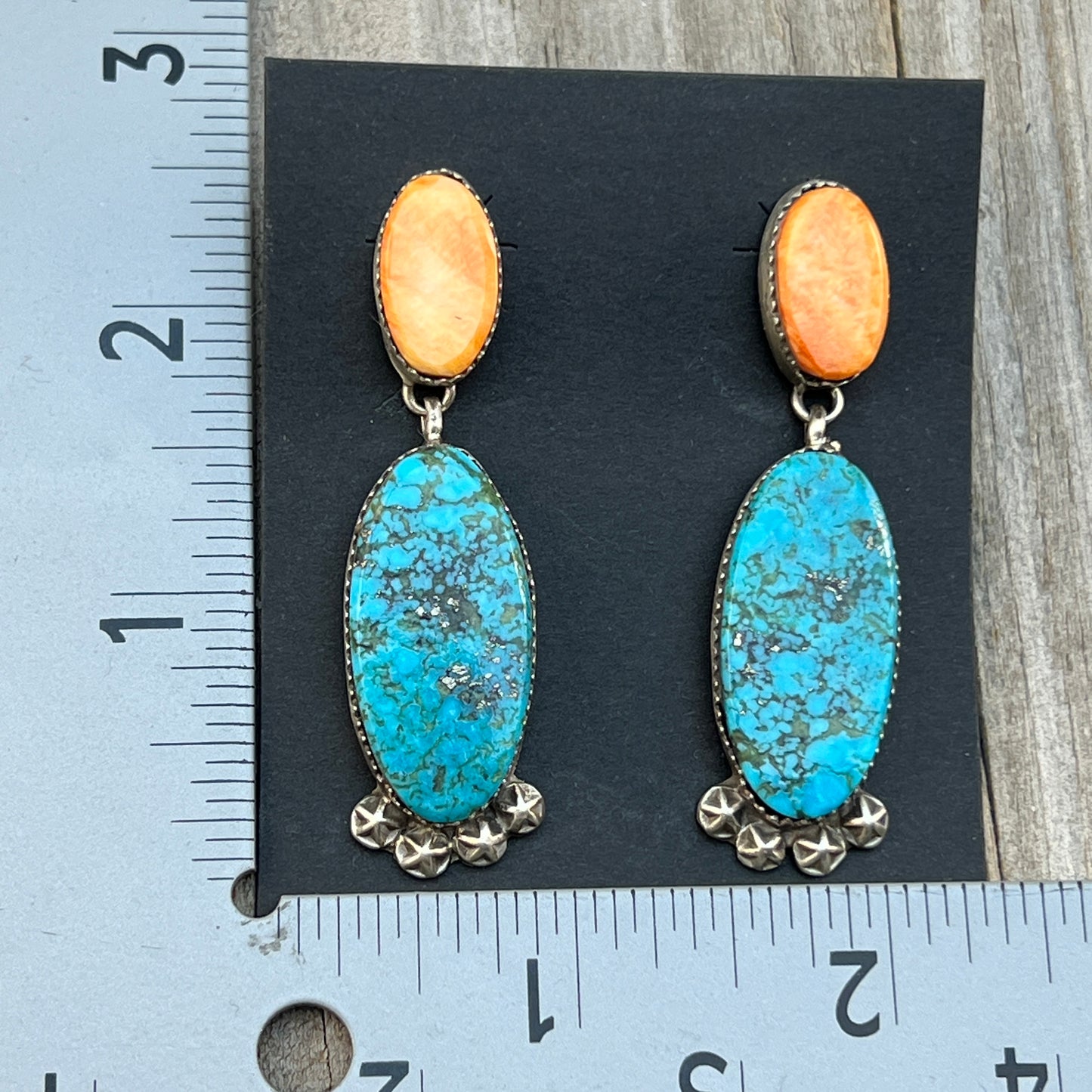 Sterling silver Turquoise Orange Spiny Shell Earrings Selena Warner Sterling Silver 833